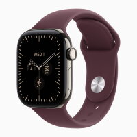 Apple Watch Series 12 46mm, Natural Titanium Case with Sport Band - Burgundy