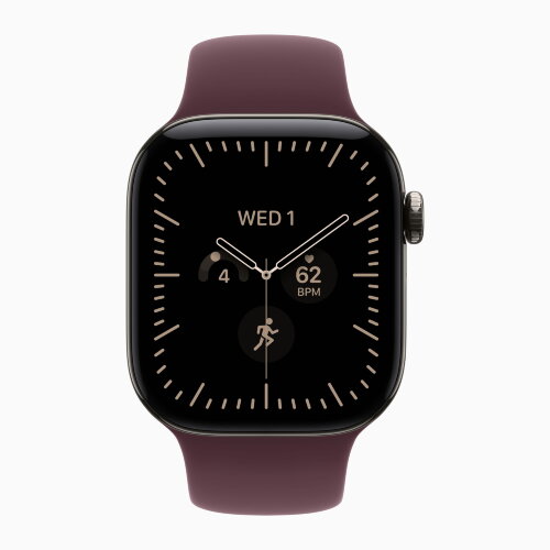 Apple Watch Series 12 46mm, Natural Titanium Case with Sport Band - Burgundy