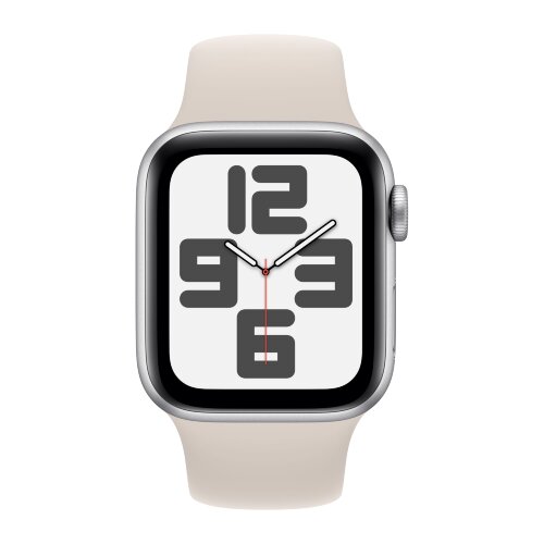 Apple Watch SE (2023) 44mm, Silver Aluminum Case with Sport Band - Starlight (Бежевый)