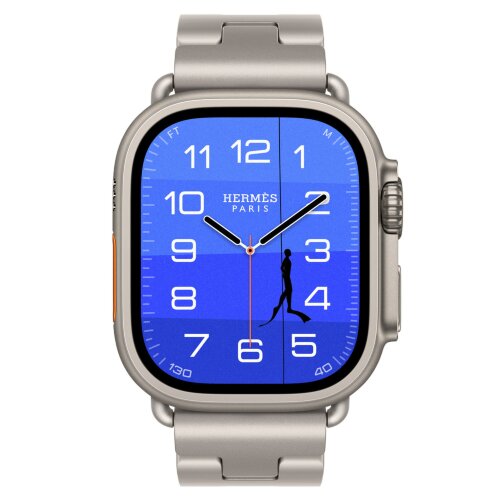 Apple Watch Hermès Ultra 4 49mm Natural Titanium, титановый браслет Grand H Titane Gris Titane (L)