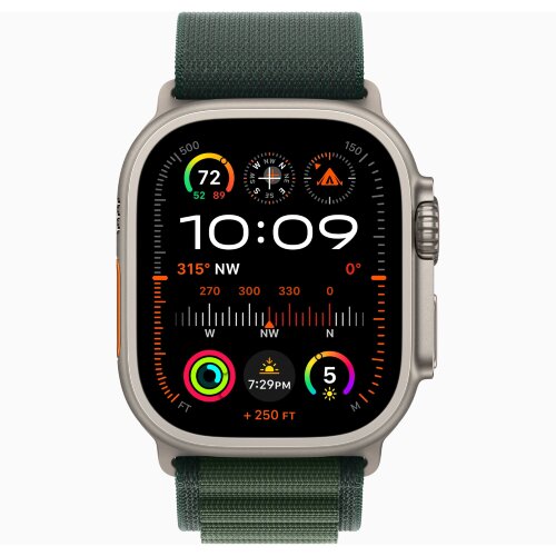 Apple Watch Ultra 2 49mm Titanium Case with Dark Green Alpine Loop (Medium)